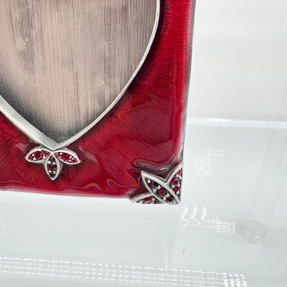 Jay Strongwater Red Enameled Mini Picture Frame Heart Square 3